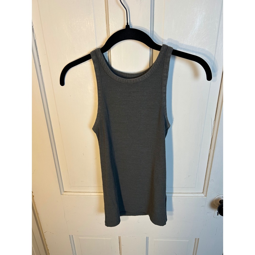 Faherty Ribbed Tank Top Womens XS Charcoal Gray Sleeveless WKU2201-FDB